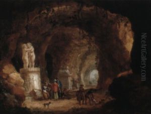 Grotte Mit Klassischen Figuren Auf Steinsockeln