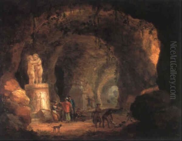 Elegante Gesellschaft Vor Einme Monument In Der Grotte Vor Grahlstein Bei Frankfurt - view 1