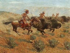 Indians Shooting Buffalo by Herbert M. Herget