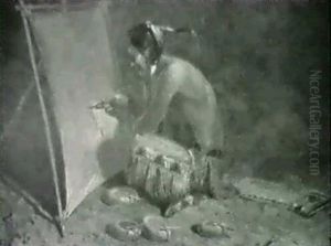 The Artist/a Native American Scene by Herbert M. Herget