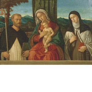 Madonna Col Bambino Tra San Vincenzo Ferrer (?) E Santachiara