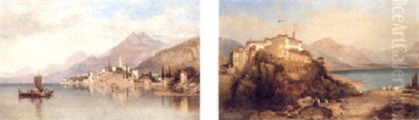 Figures In A Boat On Lake Como, Italy - view 1