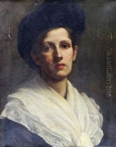 Portrait Einer Jungen Frau Mit Weisem Halstuch
