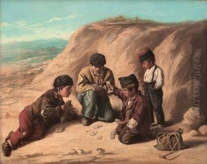 Ninos Jugando A Las Cartas by Sir Hubert von Herkomer