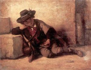 An Italian Boy Resting Against A Step