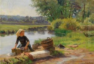Wascherin Am Fluss by Emma Herland