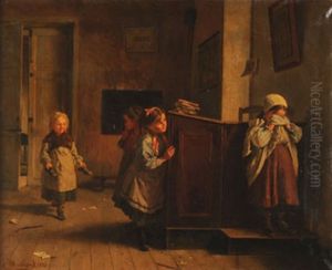 Les Quatre Ecolieres Dans La Salle De Classe