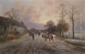 Village Landscape In The Evening Light