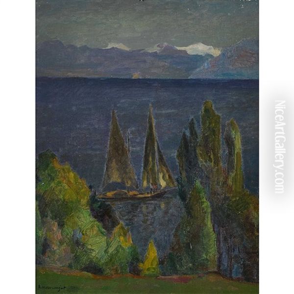 Lac Avec Une Grande Barque De Meillerie - view 1