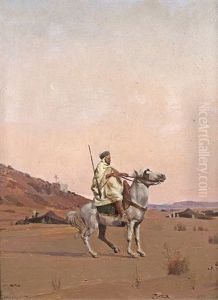 Arab On Horseback by Jacques Elie Abraham Hermanjat