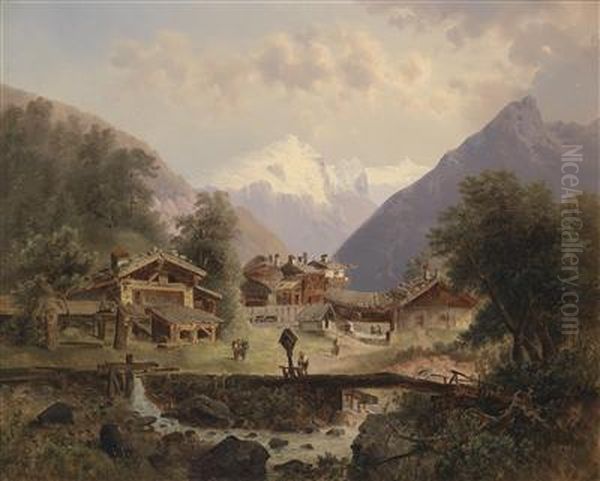 Mountain Village With Alpine Panorama In The Background - view 1