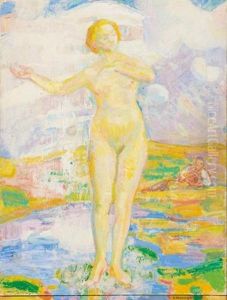 Nue Debout (standing Female Nude) by Jacques Elie Abraham Hermanjat