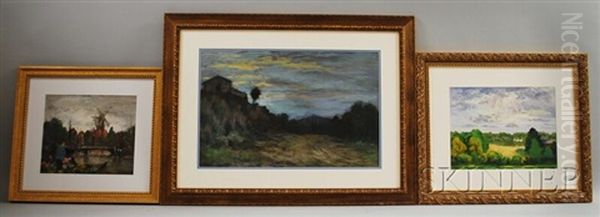 Landscapes And Dutch-style Windmill (3 Works) - view 1