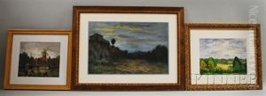 Landscapes And Dutch-style Windmill (3 Works) by Frank Simon Hermann