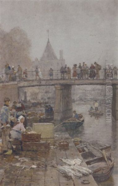 Fischmarkt In Amsterdam: A Fish Market Near The Schreierstoren - view 1