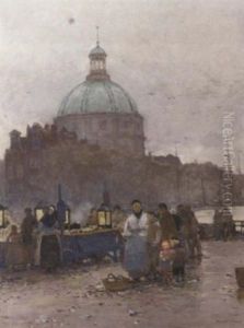 Evening Market By The Lutherse Kerk, Amsterdam by Hans Hermann
