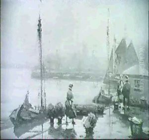 Hollandisches Hafenstadtchen Mit Fischkuttern An Einem      Sommertag by Hans Hermann
