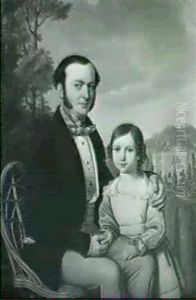 Portrait Des Ernest Radinger Mit Seinem Sohn Heinrich by Jakob (Johann) Hermann