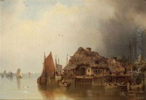 Retgedecktes Haus Am Wasser by Johann Heinrich Hermann