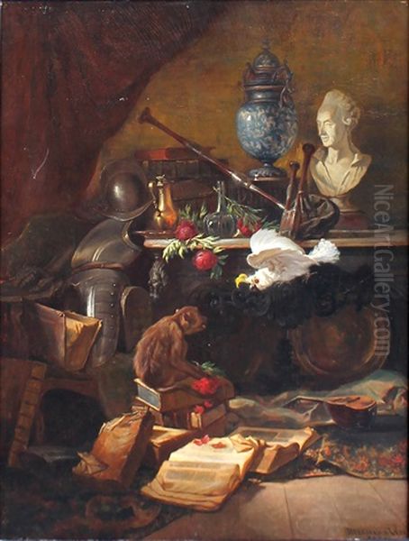 Nature Morte Au Singe Et A L"oiseau - view 1