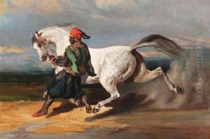 Maure Dressant Un Cheval by Leon Charles Hermann