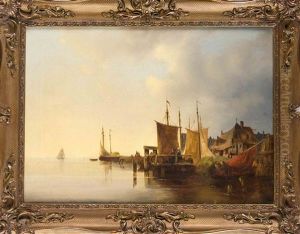 Dorflicher Fischerhafen Mit Staffagefiguren Dorflicher Fischerhafen Mit Staffagefiguren