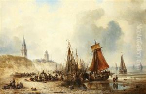 Fishing Boats Unloading On The Shore