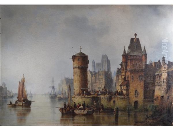 A View Of A Dutch Harbour, Based On Dordrecht - view 1