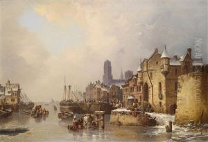 Hollandische Landschaft Im Winter by Ludwig Hermann
