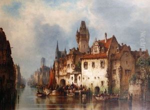 A Continental Canal Scene A Continental Canal Scene