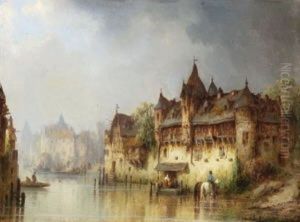 Mittelalterliche Hauser Am Fluss by Ludwig Hermann