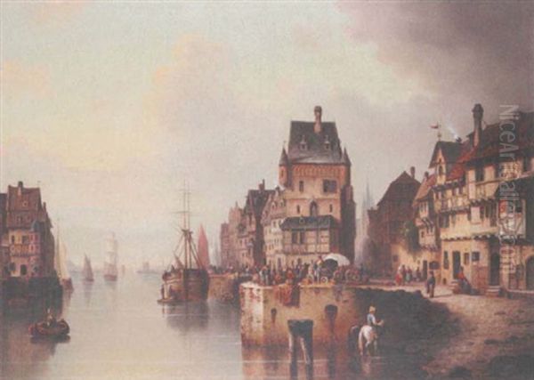Busy Quay Side, Antwerp - view 1
