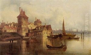 Sailing Vessels Near Amsterdam by Ludwig Hermann