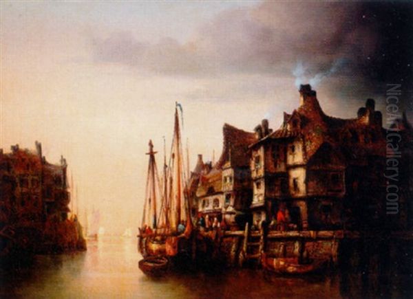 A Boat Alongside A Quay In A German Coastal Town - view 1