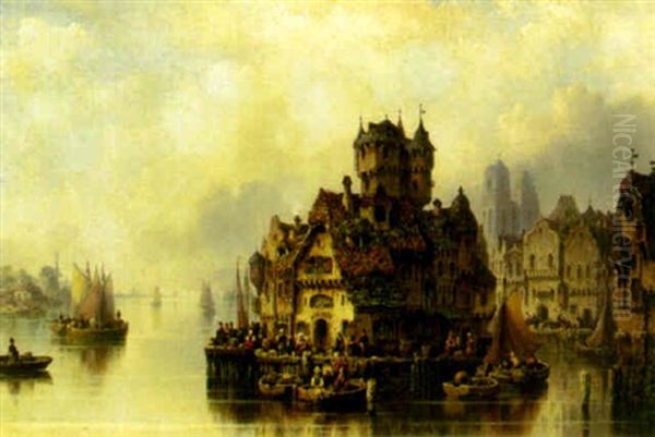 A Bustling Village Along A River - view 1