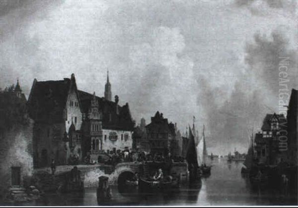 Blick Auf Die Hauser Und Turme Einer Mittelalterlichen Stadt In Holland - view 1