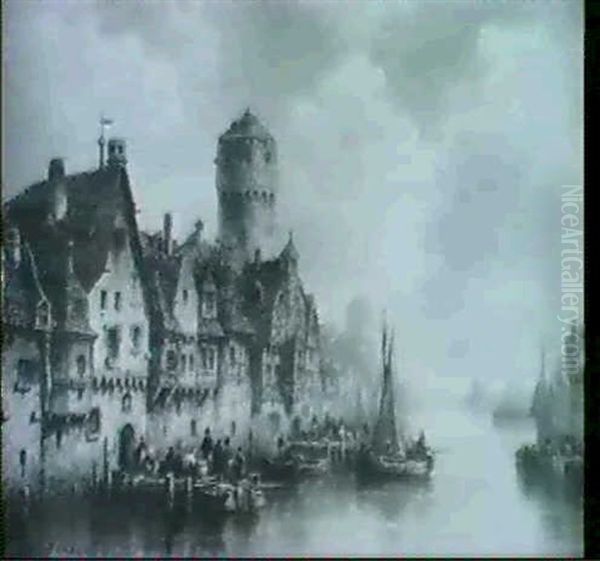 Mittelalterliche Stadt An Einem Fluss - view 1