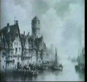 Mittelalterliche Stadt An Einem Fluss