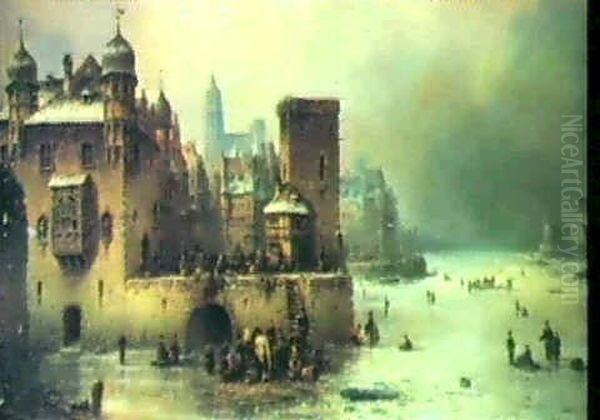 A River Town In Winter - view 1