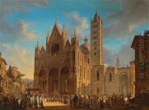 A Procession In Front Of The Cathedral Of Siena
