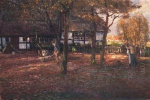 Evening At The Farm by Heinrich Hermanns