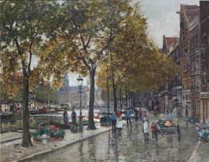 Flowermarket On The Singel, Amsterdam by Heinrich Hermanns