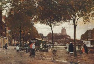 Market Day In Dordrecht by Heinrich Hermanns