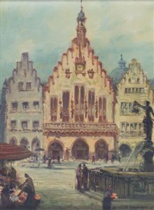 Blick Auf Den Marktplatz Einer (rheinlandischen) Stadt by Heinrich Hermanns