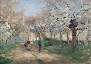 Familie In Fruhlingslandschaft Familie In Fruhlingslandschaft