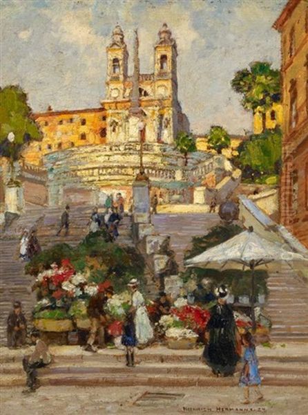 Blumenmarkt An Der Spanischen Treppe In Rom - view 1