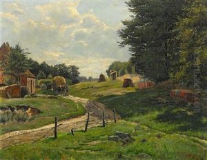Sommerliche Landschaft Mit Bauern