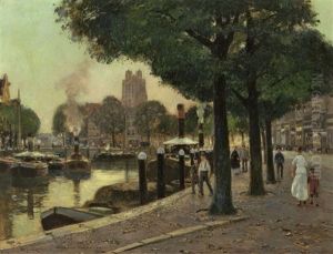 Gracht In Amsterdam by Heinrich Hermanns