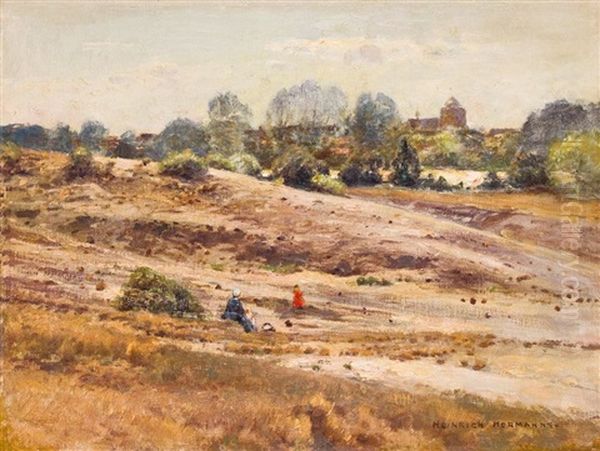Frau Mit Kindern In Den Dunen - view 1