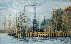 Hafenanlage Mit Arbeitern by Heinrich Hermanns